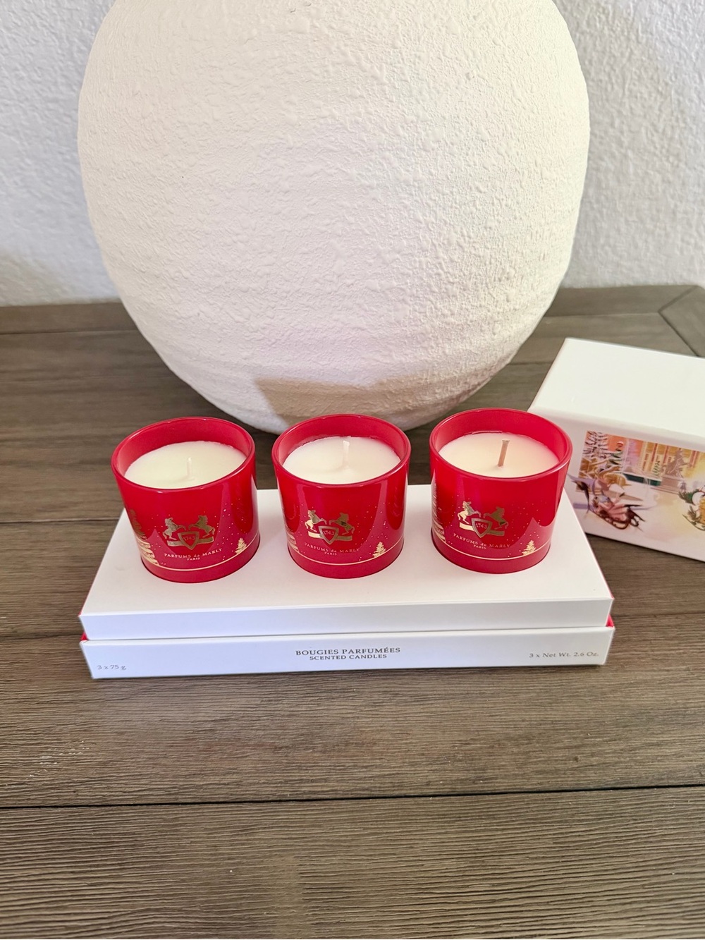 Red Holiday Votive Candle Trio — Festive Scented Glass Set